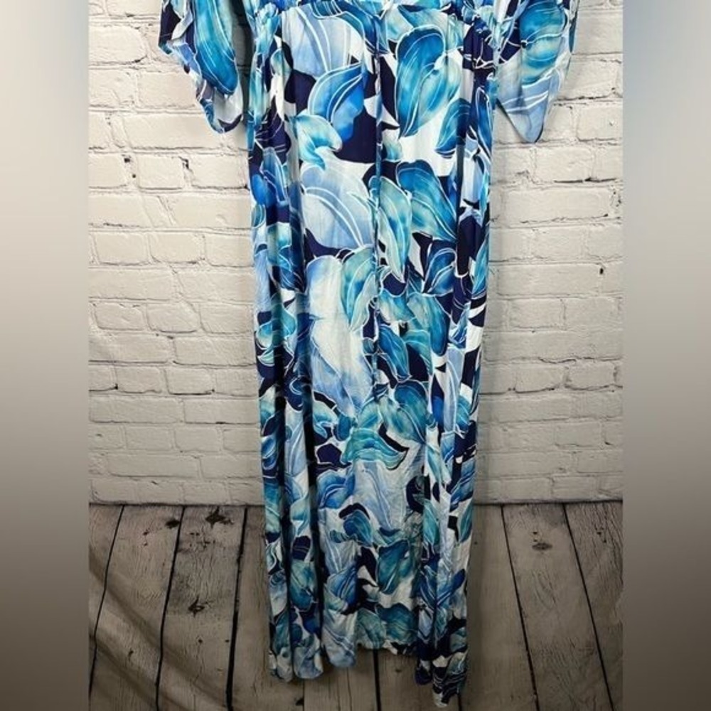 Pietro Brunelli Verbena Maternity Maxi Dress Short Slit Sleeve Blue White Floral - Picture 7 of 13
